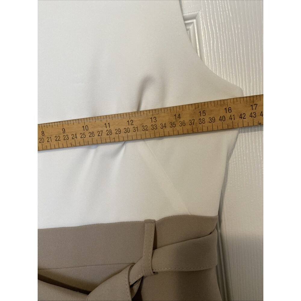 Calvin Klein Beige & White ClassyColorblock Fit & Flare Midi Dress Belted Size 6 - Picture 6 of 8